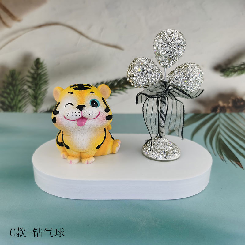ins小老虎可爱萌萌小动物搭配气球花盆套装组合汽车内饰摆件礼品详情17