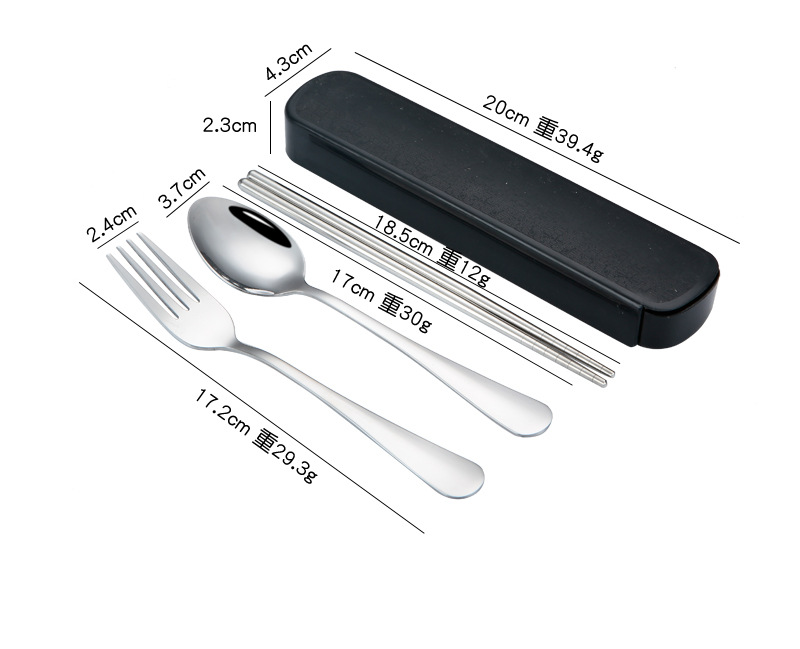 A complete set of tableware, including stainless steel spoons and chopsticks, portable tableware set, a set of chopsticks and spoons, and a three-piece set of knives and forks pic 6