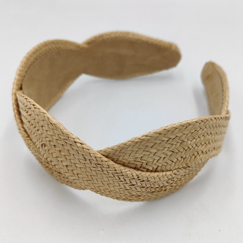 European and American fashion solid-color straw woven wide-edge hair bands and hair accessories, Bohemian seaside vacation braids, pressure hair, export headbands pic 14