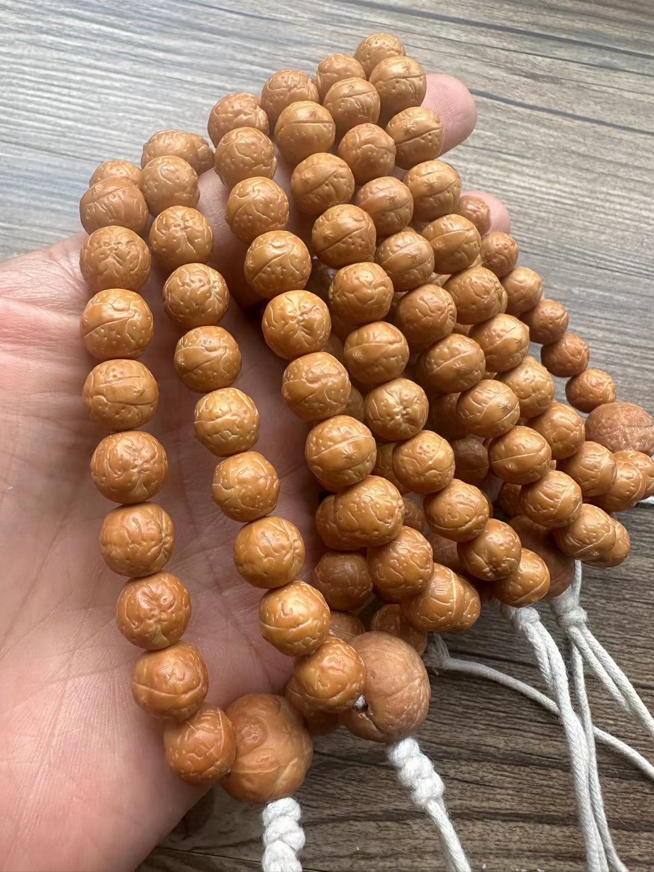 精品猴头菩提雕刻10mm凤眼手持珠鲨鱼背龙须虎爪老型桶珠京八棱财神大土豪猴头菩提子佛珠念珠盘玩手串文玩手链文玩手串详情16