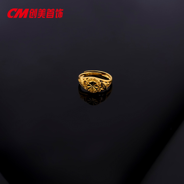 Chuangmei Jewelry offers a simple and retro heart-shaped wedding ring for women, with a 24k gold matte finish and adjustable opening. Wholesale pic 9