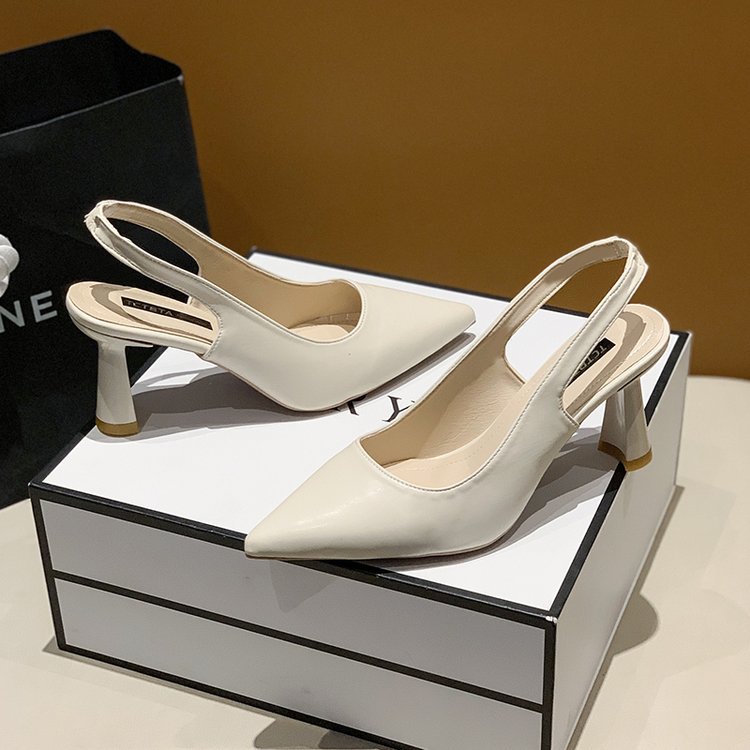 2023春夏季新款尖头高跟鞋女细跟包头凉鞋后空浅口单鞋女详情43