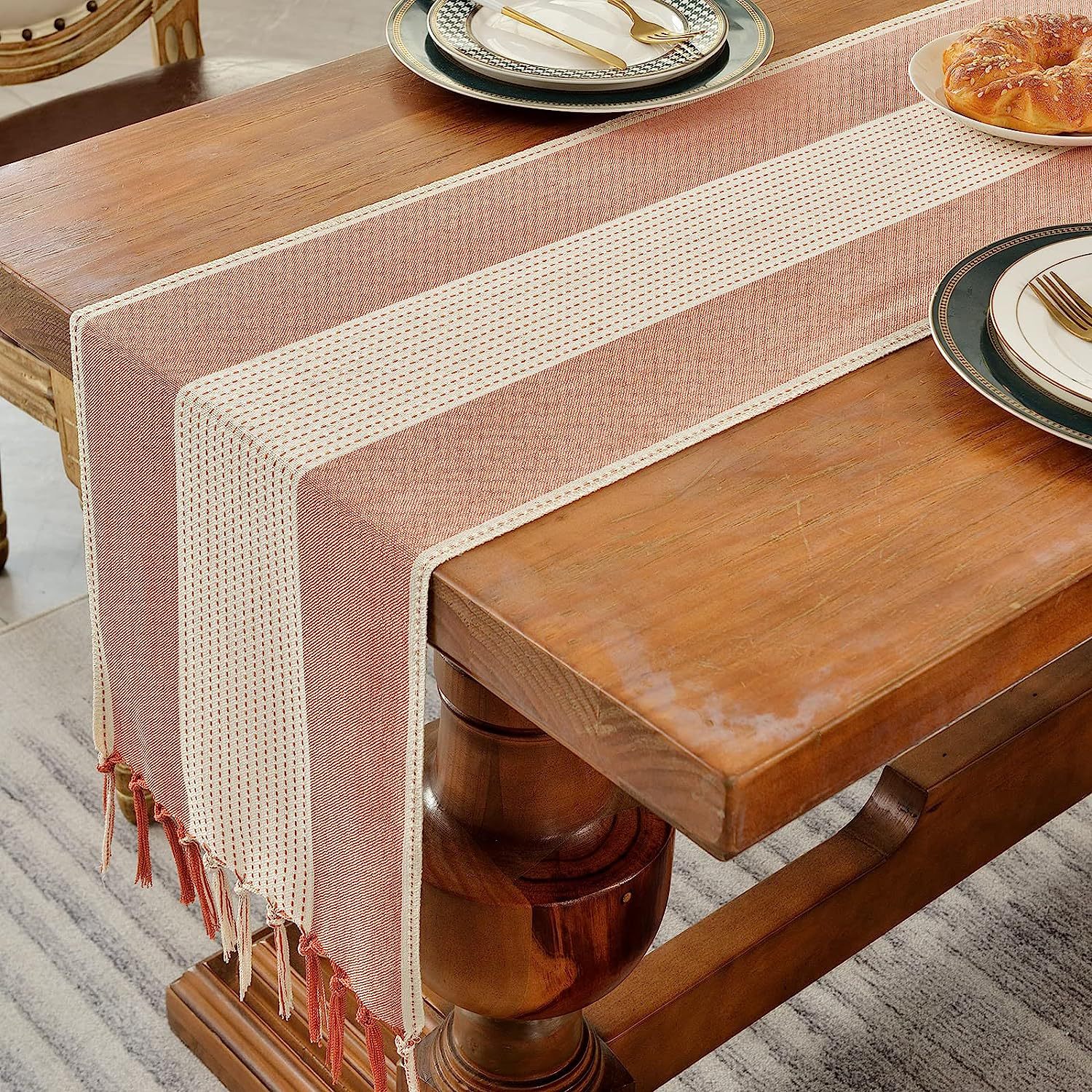 Cross-border factory direct supply table flags, American color-blocked striped tablecloths, Nordic coffee tables, long bed flags, shoe cabinet flags, tea flags pic 39