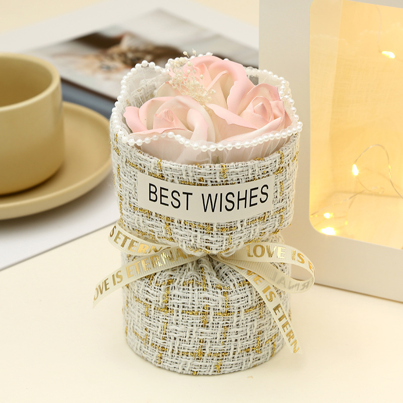 520小香风玫瑰花束 成品创意永生花香皂花束 送情人节浪漫礼物详情7