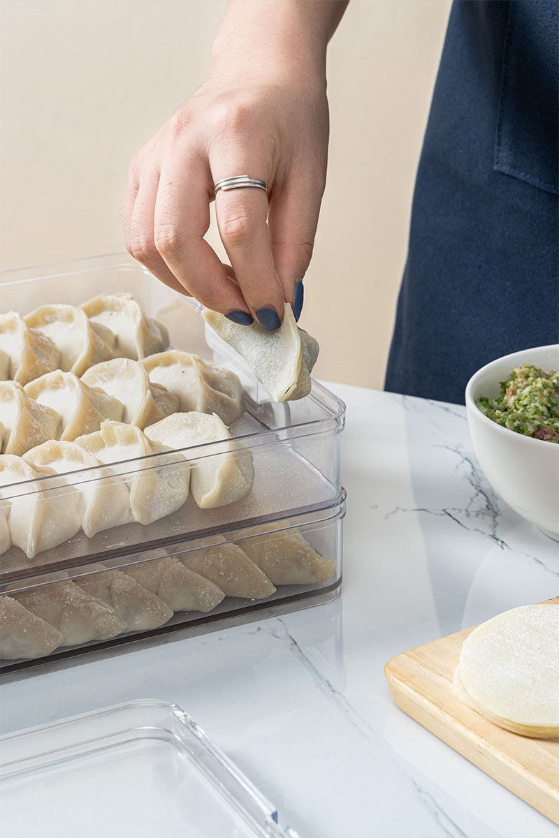 带盖可叠加冰箱收纳盒饺子盒家用速冻水饺盒馄饨专用鸡蛋保鲜盒子详情7