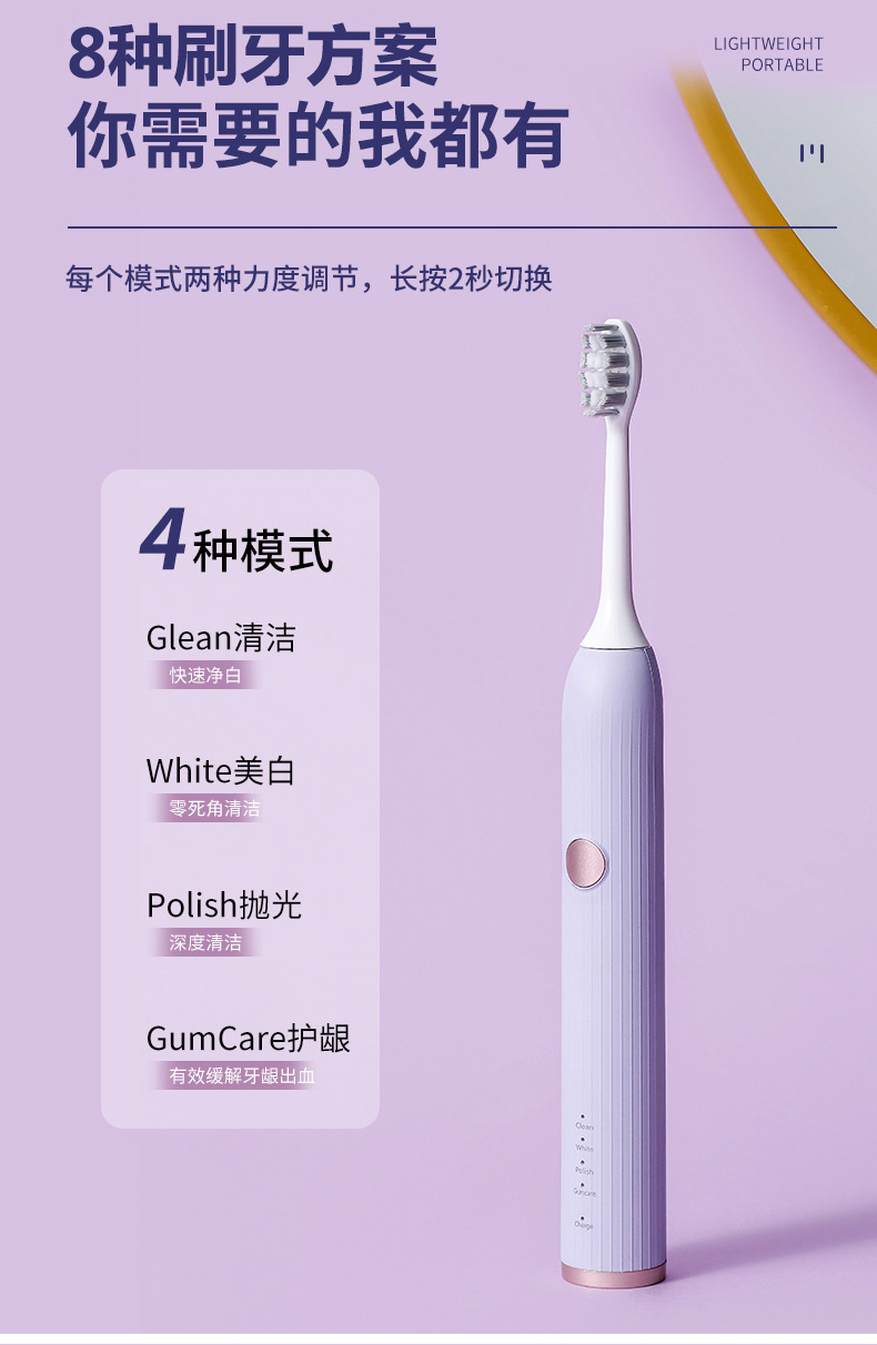 磁悬浮电动牙刷扫振成人款软毛情侣声波家用充电款電動牙刷批发详情14