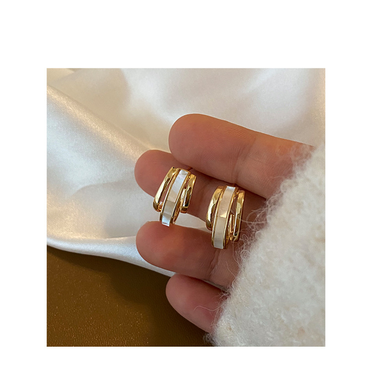 法式贝母耳环轻奢高级感小众精致气质耳钉金属贝壳耳饰品银针批发详情1