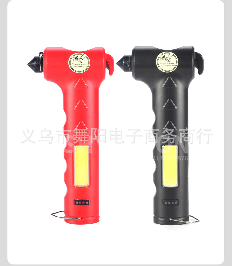 Glass hammer, red light escape emergency car safety hammer, strong light flashlight, self-defense work light, window-breaking magic tool pic 18