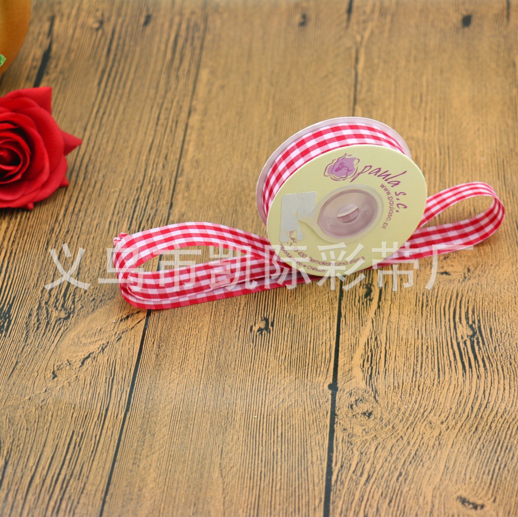 Wholesale of checkered fabric tape, printed with gold and silver foil stamping, baking packaging ribbons, clothing accessories and webbing manufacturers pic 9