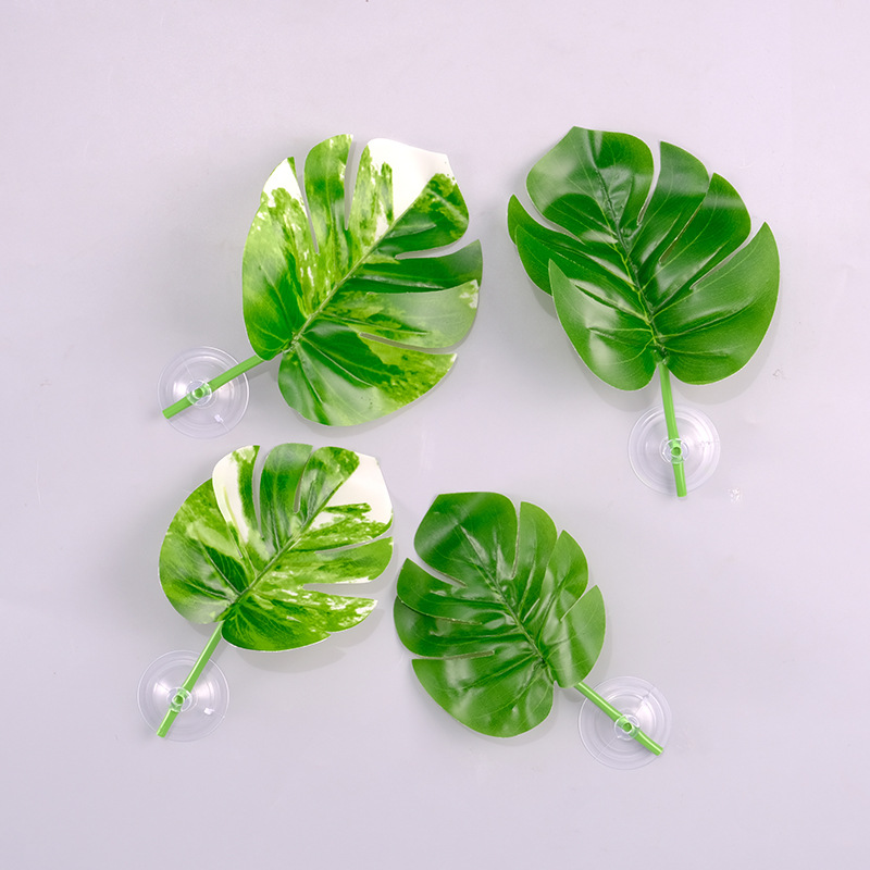 直销仿真龟背叶带吸盘花卉盆栽植物绿植龟背叶子条纶布背叶厂家批详情2