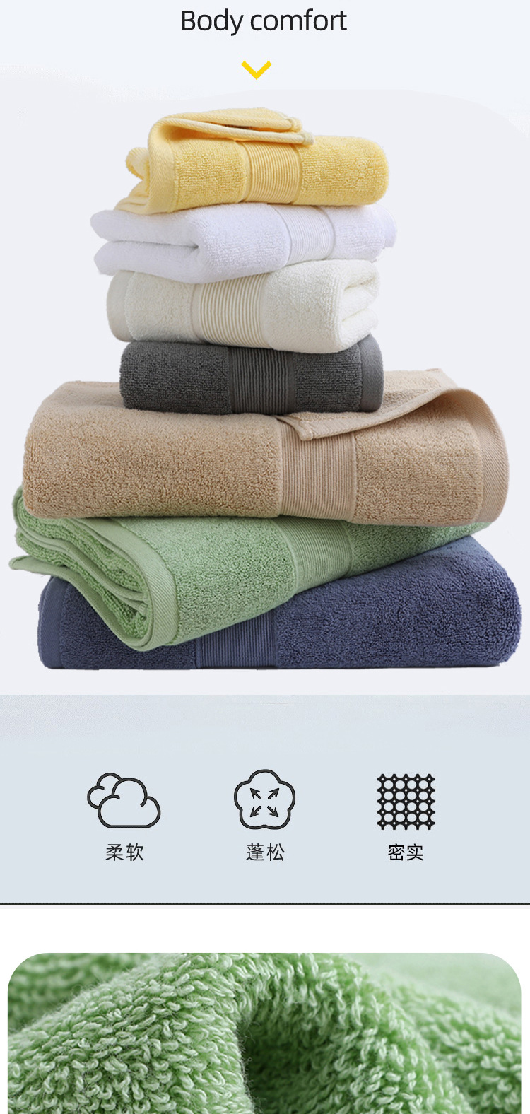 All-cotton bath towels, household water-absorbing thickened non-shedding, couple style plain large towel manufacturer wholesale pure cotton bath towels pic 5