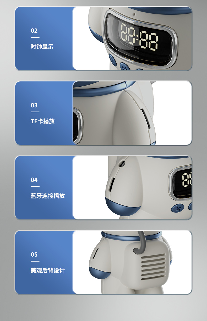 New Astronaut Bluetooth wireless smart AI speaker, computer speaker, creative gift, night light, audio clock pic 5