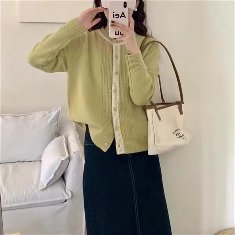 2024秋冬新款韩系针织衫蕾丝拼接复古甜美减龄小香风显瘦毛衣女潮详情9