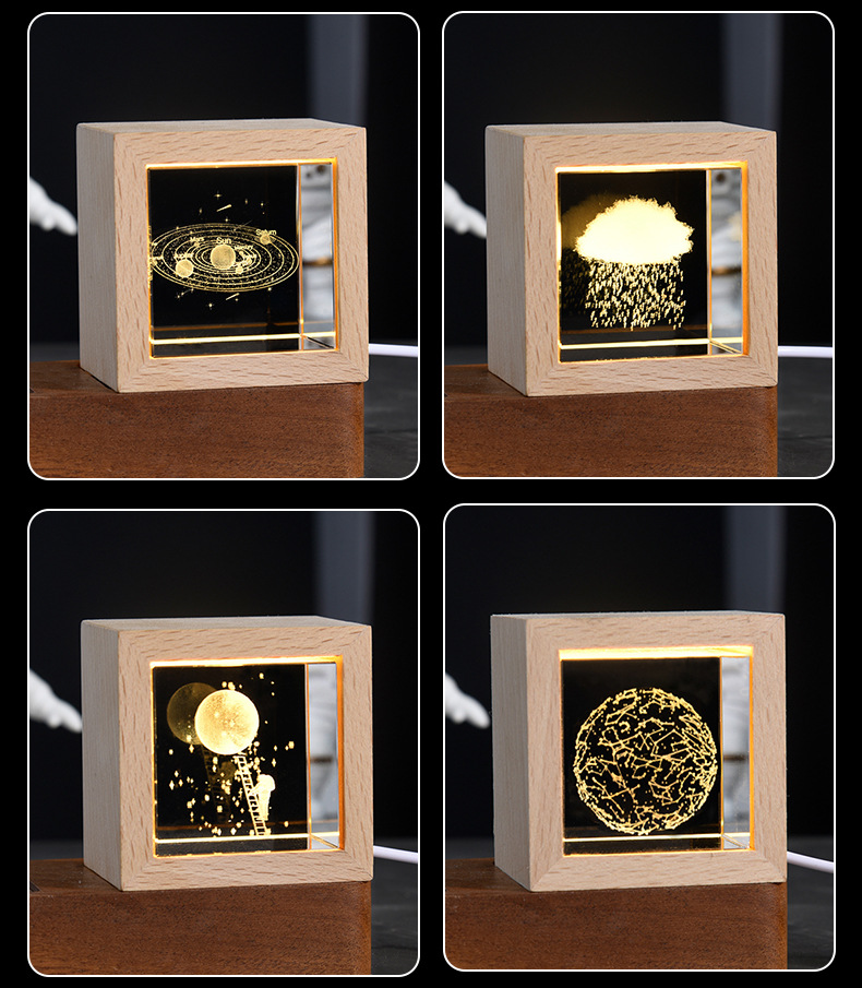 Wholesale of creative 3d galaxy crystal night lights, desktop ornaments and decorative items, Qixi Festival gifts pic 15