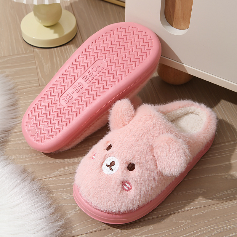 2024新款棉拖鞋女秋冬季可爱小熊厚底防滑保暖男宿舍家用毛毛拖鞋详情8