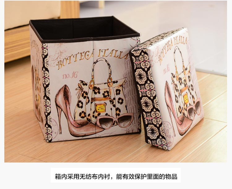 British retro square non-woven fabric storage stool, folding storage stool, BOX storage box, fabric storage box pic 19