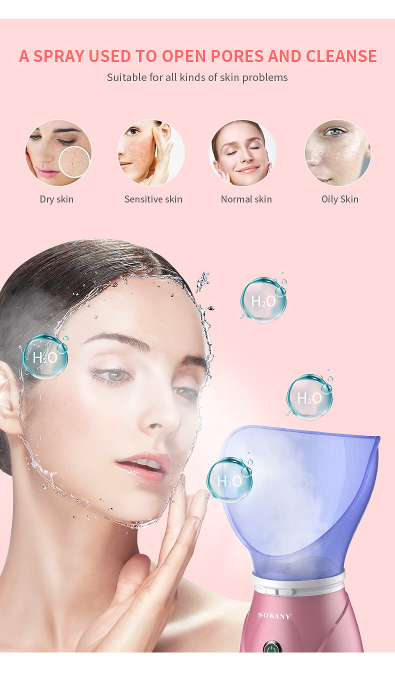Cross-border SOKANY1029 Facial Steamer, home beauty device, Hydrating Device, Spray, Nano Mini Facial steamer, Moisturizing pic 4