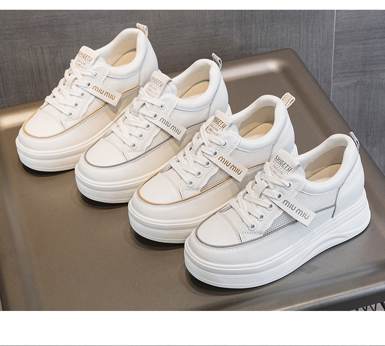 头层牛皮小个子内增高小白鞋松糕厚底运动鞋夏季网面透气休闲女鞋详情26