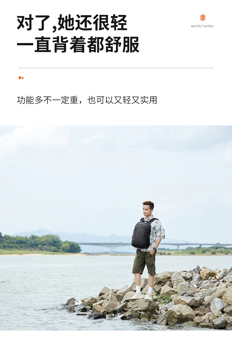 跨境新品商务休闲电脑包大容量防水双肩包户外运动背包旅行防盗包详情7