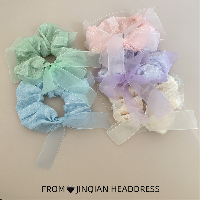 国潮系列甜美欧根纱飘带大肠发圈美少女儿童宝宝发绳可爱蝴蝶结发饰肥肠圈详情5