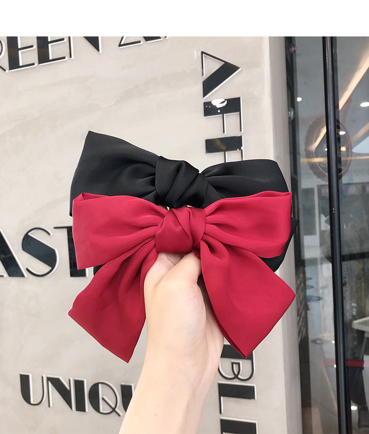 超大黑色蝴蝶结发夹日系大人儿童缎面红色发卡后脑勺弹簧夹子头饰详情15