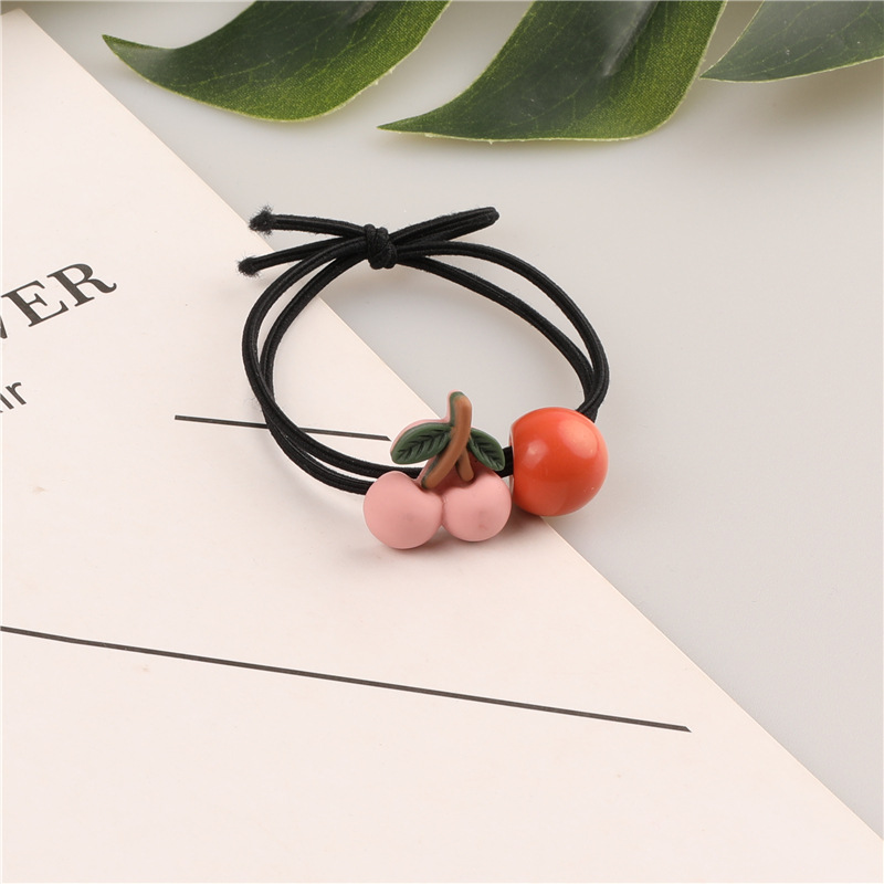 Korean version of ins cartoon cherry hair bands, black thread hair ties, high-elasticity hair ties, 2-yuan store wholesale supply pic 18