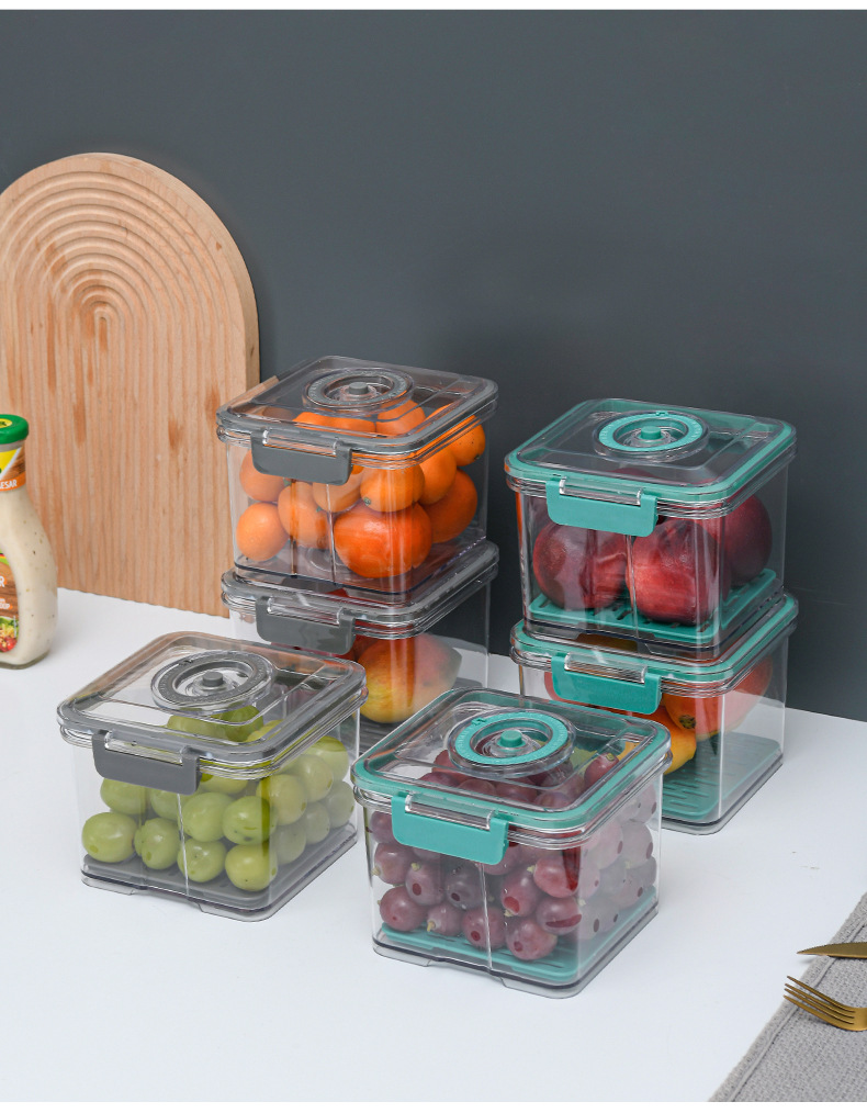 家用抽真空保鲜收纳盒食品密封透明沥水罐厨房冰箱冷冻收纳储物盒详情22