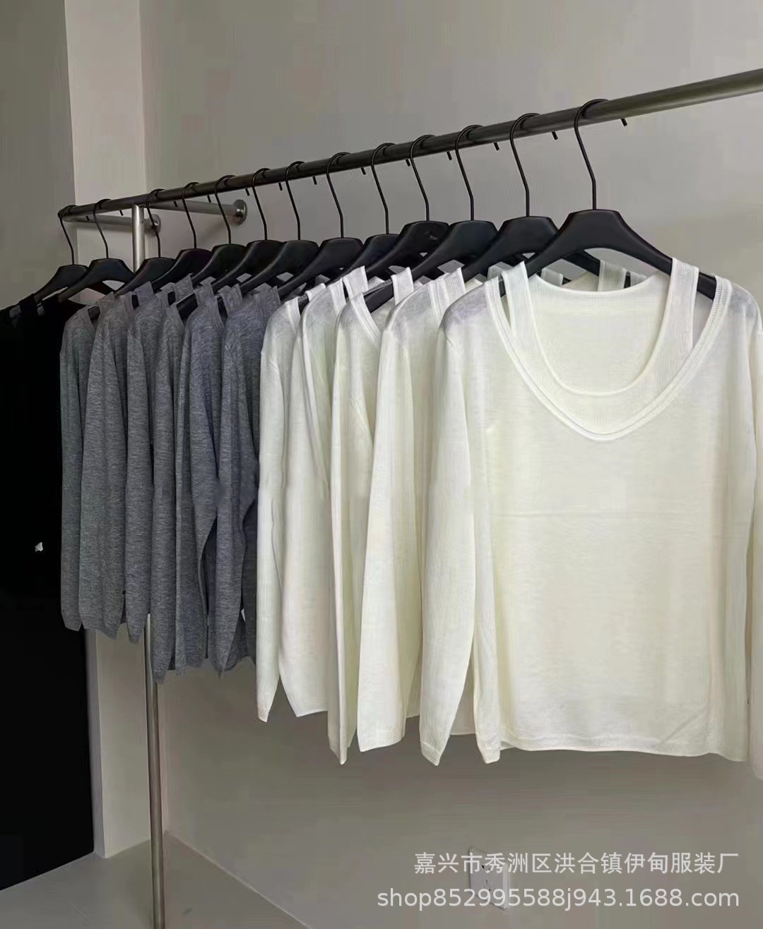 A two-piece set of woolen sun protection long-sleeved knitted top and vest for women in Spring/Summer 2024, featuring a thin, loose and casual cardigan T-shirt pic 1