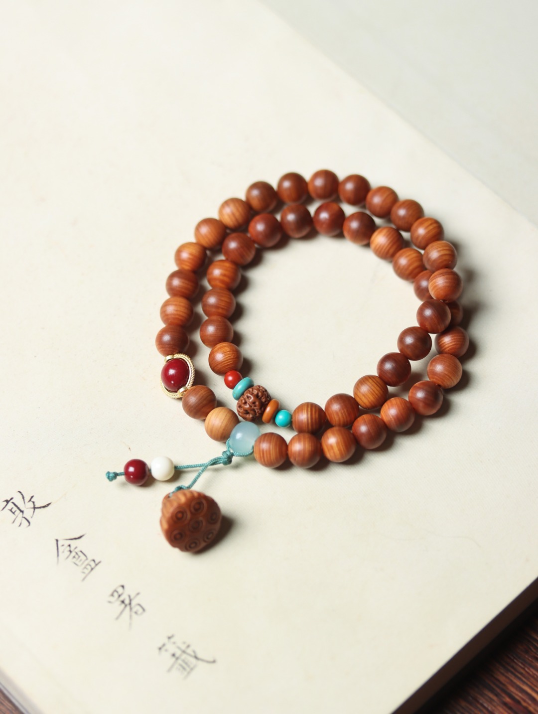 双圈陈化太行崖柏莲花文玩手串佛珠玛瑙黄杨手链男木diy蓬配女士详情3