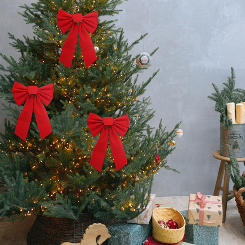 Wholesale red velvet fabric bows, Christmas decorative bows, red bows, Christmas bows pic 3