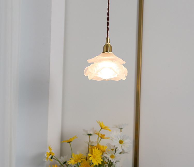 Francés vintage flor cristal colgante pequeño estilo japonés latón b&b americano simple dormitorio cama bar lámpara de cabeza pic 4