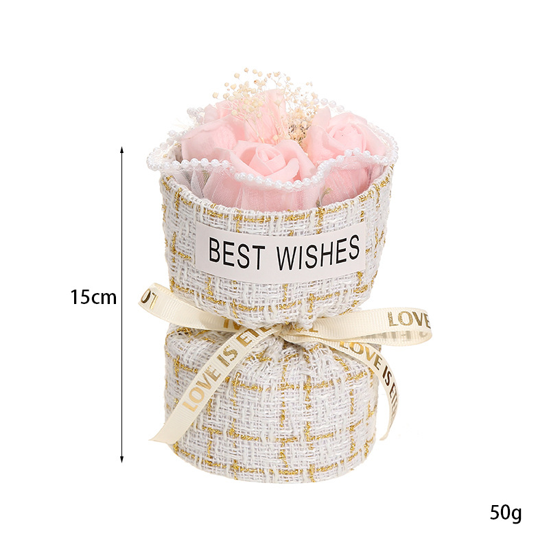 520小香风玫瑰花束 成品创意永生花香皂花束 送情人节浪漫礼物详情11