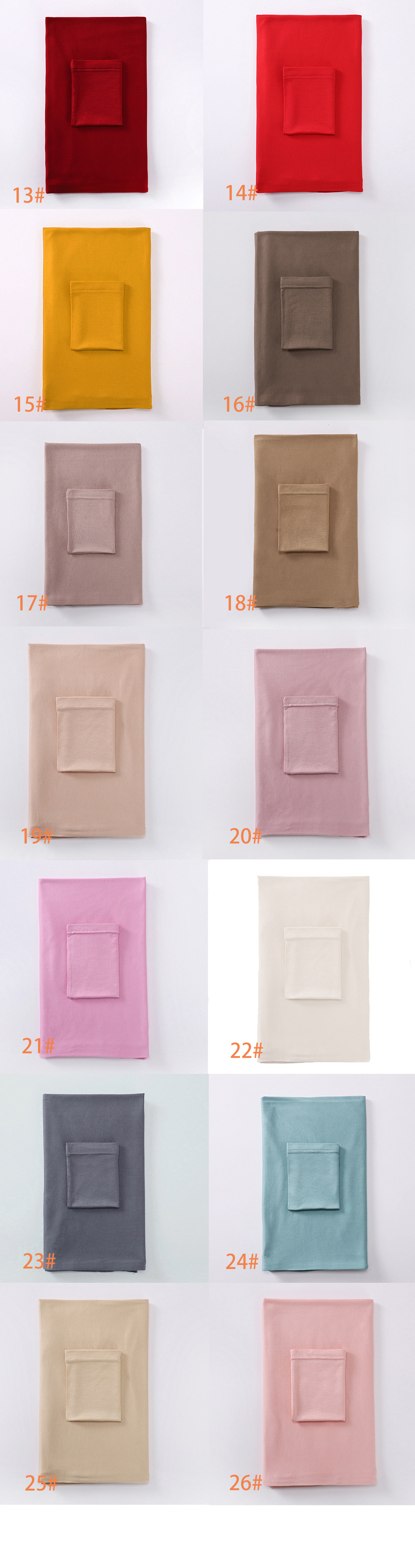 26色纯色人棉小帽加人棉长巾套装 丝光棉头巾一体套搭配详情12