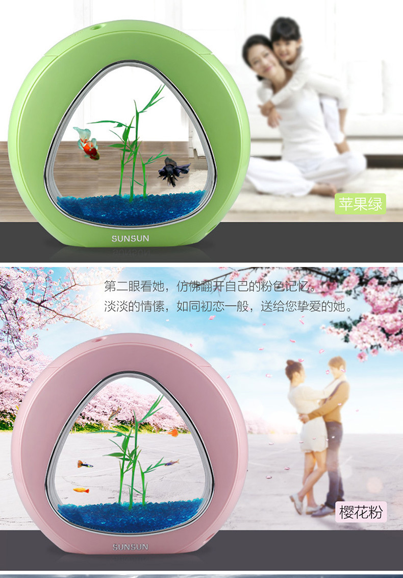 The desk mini aquarium creative desktop LED lighting can filter ecological acrylic fish tank aquarium pic 1