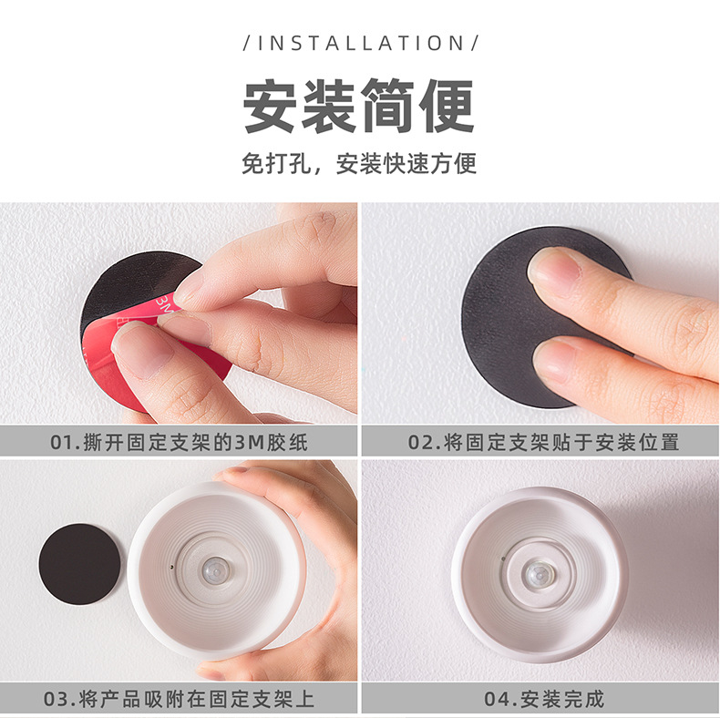 L36 Round night light, bedroom corridor home, rechargeable sensor touch round human body sensor light pic 11