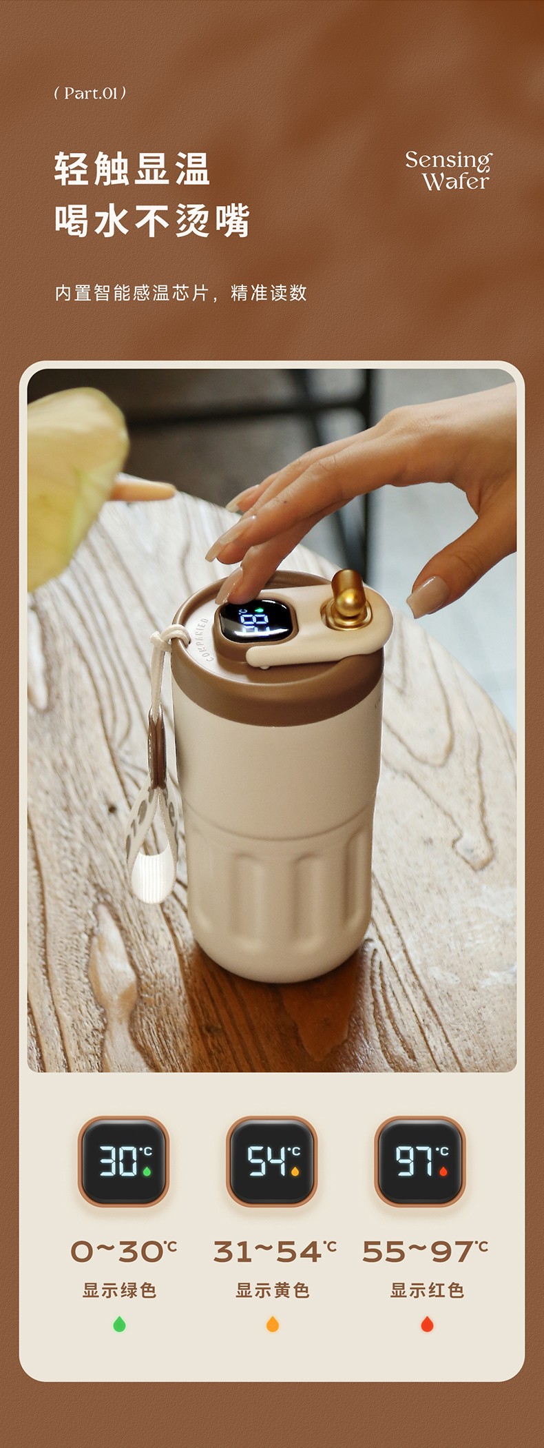 The bio-intelligent coffee insulated cup is a portable stainless steel water cup with a high appearance level for women to travel with. It can keep you cool in summer pic 2