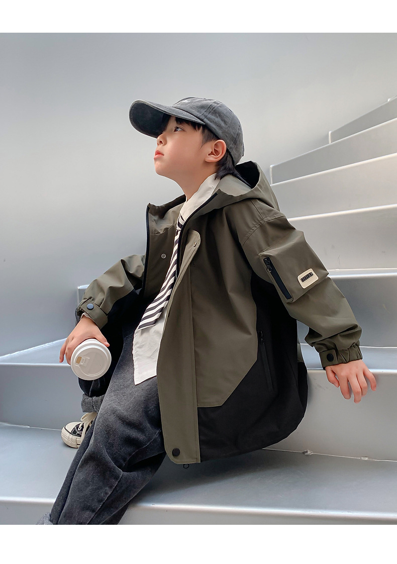 Niños ropa de invierno patchwork color clip cotton coat 2024 nueva ropa de niño niño medio grande con capucha y algodón engrosado pic 13