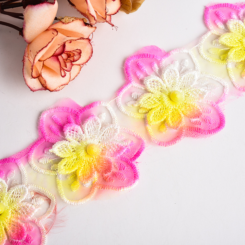 Colorful sequined cotton thread pure cotton water-soluble lace flower cutout diy lace ethnic minority clothing pic 24