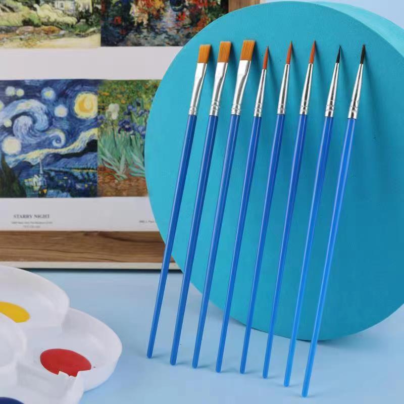 新款水粉油画笔 尼龙毛培训班儿童绘画笔平头斜头颜料油画笔套装详情9