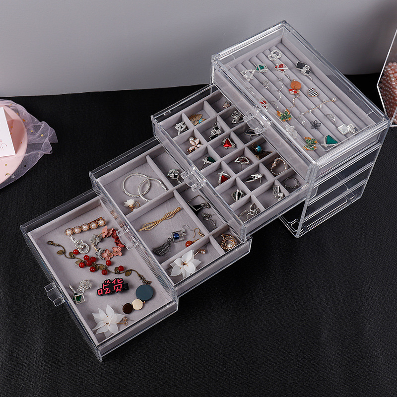 面膜收纳盒亚克力透明抽屉式口红护肤品桌面整理盒化妆品置物架详情15