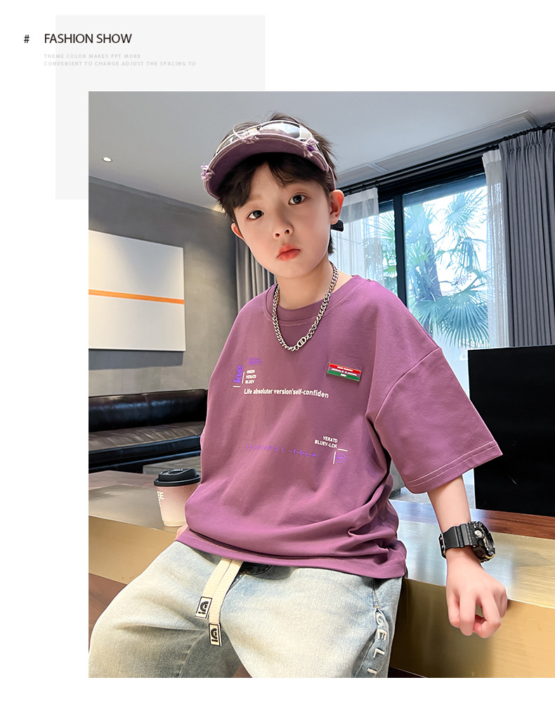 男童短袖T恤夏装2024新款儿童夏季纯棉上衣男孩中大童原创半袖潮t详情29