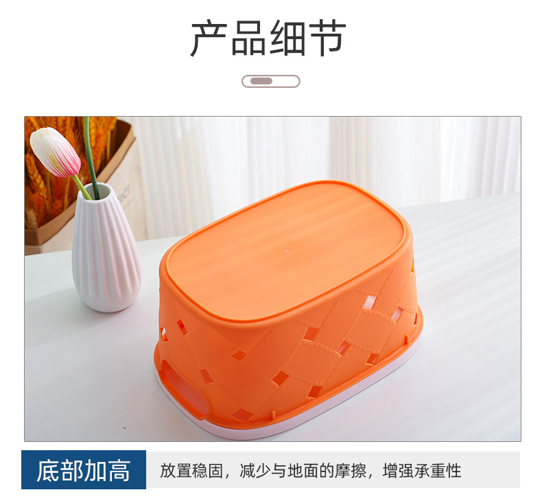 塑料杂物收纳筐长方形盒桌面小幼儿园玩具框零食储物镂空收纳篮子详情12