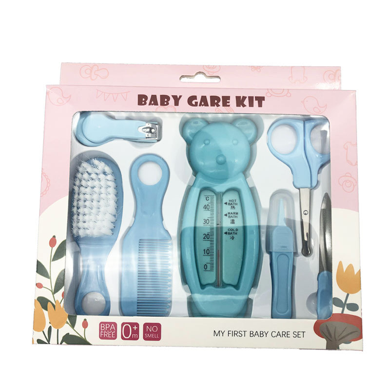 English packaging baby care 7-piece set, infant water temperature meter combination set, baby safety nail clippers comb brush pic 11