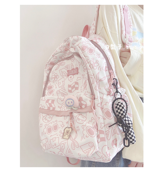 Japanese-style schoolbag for girls, Instagram, niche Harajuku graffiti design backpack, large-capacity backpack for junior high school, senior high school and college students pic 6