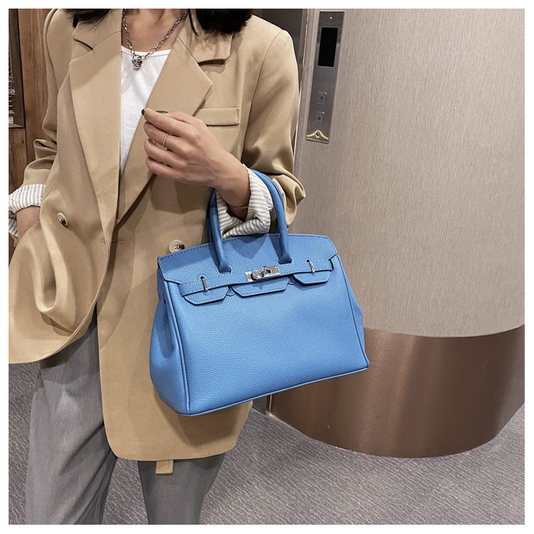 Lychee pattern platinum bag 2021 new style Kelly bag for brides, wedding bags and women, large capacity hand-held bag, shoulder crossbody, soft surface pic 32