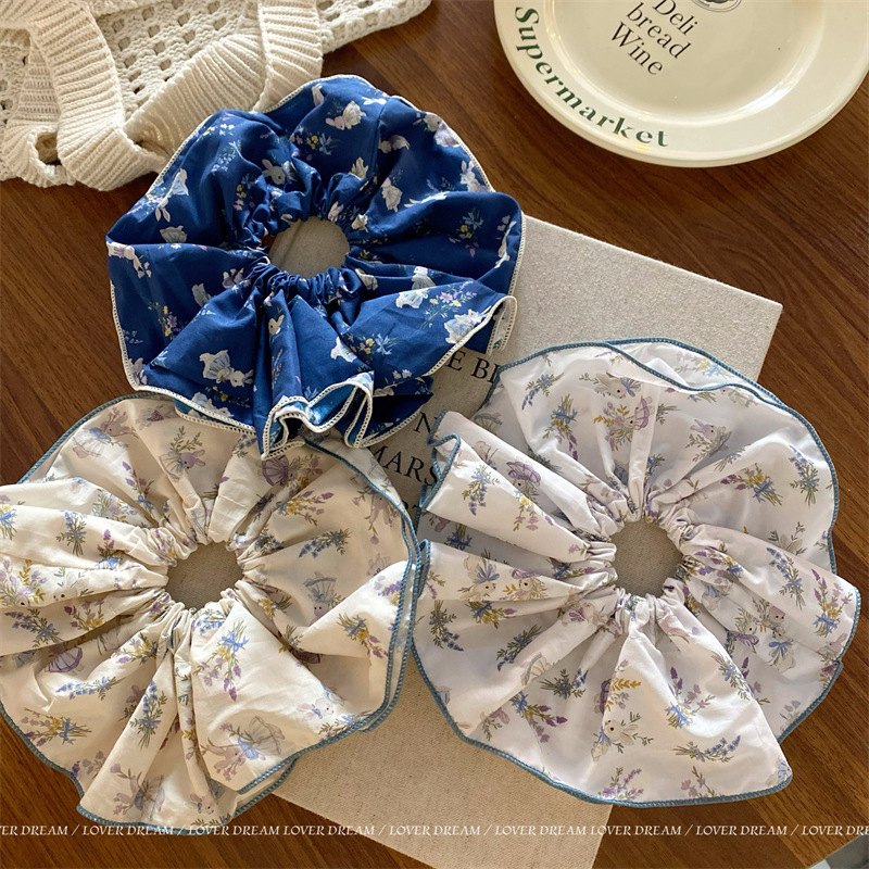 韩国ins新款彩色格纹爱心大肠发圈 甜美可爱头绳扎丸子头头饰发饰详情2