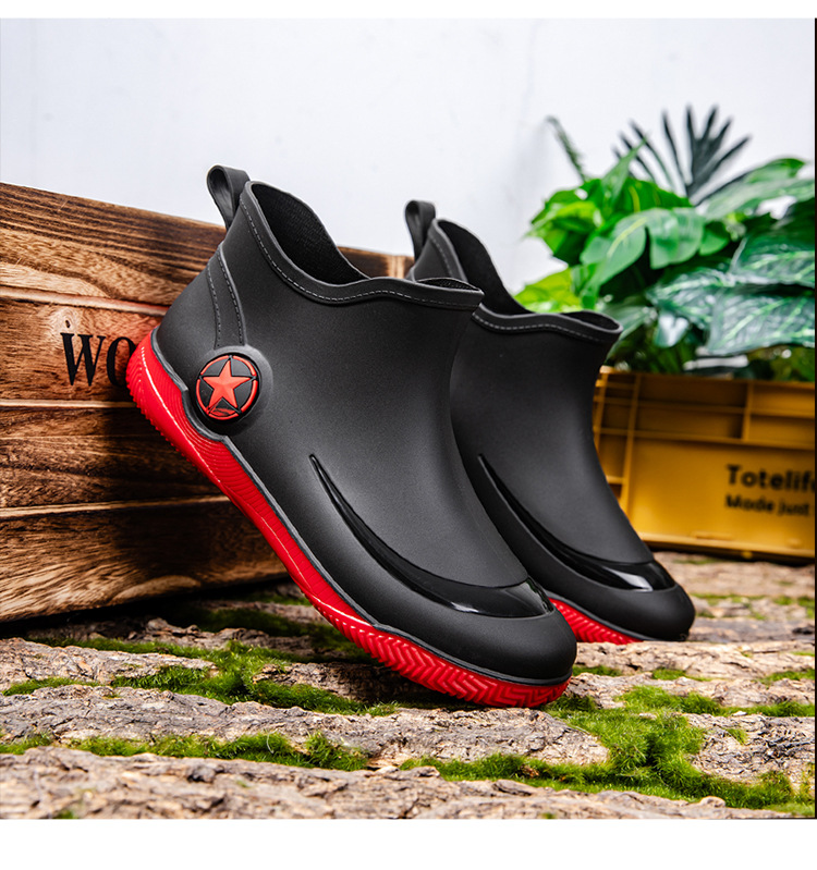 雨鞋短筒男款防滑耐磨赶海钓鱼水鞋2024新款男士加绒胶鞋防水雨靴详情6