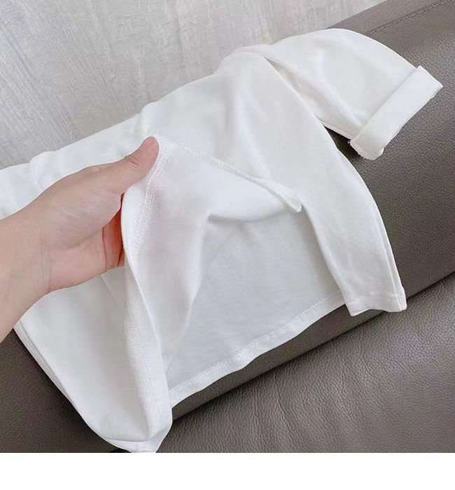 女童中长款开叉T恤2024秋季新款韩系女孩个性不规则长袖卡通上衣详情8