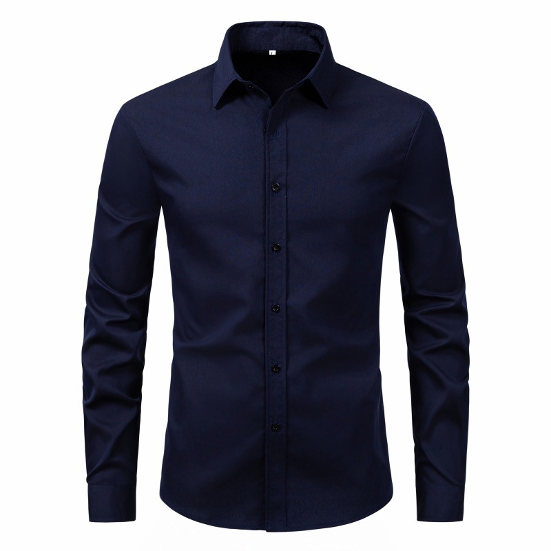 2024 comercio exterior europa y Estados Unidos nueva camisa de hombre moda transfronteriza estilo slim color sólido manga larga hombre top camisa pic 10