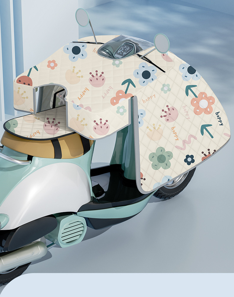 斗篷护肩夏季电动车挡风被隔热防晒防水电瓶摩托车夜间反光防风罩详情2